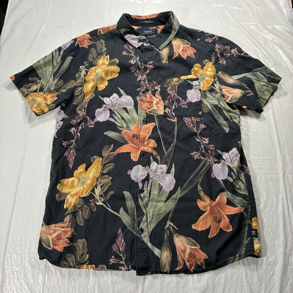 Roark Journey Classic Fit Hawaiian Shirt Mens M Floral Short Sleeve Button Up - Picture 2 of 9